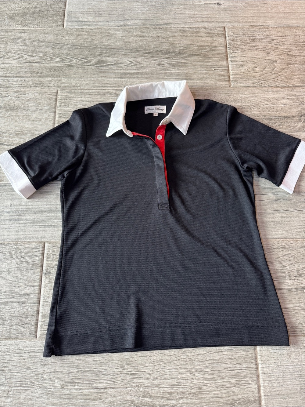 Sport Haley Black Polo with White Collar and Red Placket
